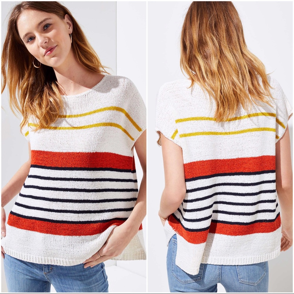 LOFT Striped Dolman Swing Sweater